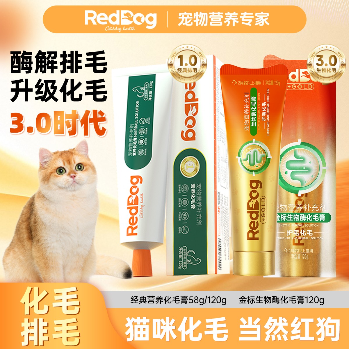 【养宠好物】红狗猫化毛膏猫咪专用化毛球排毛球推荐宠物排毛营养膏