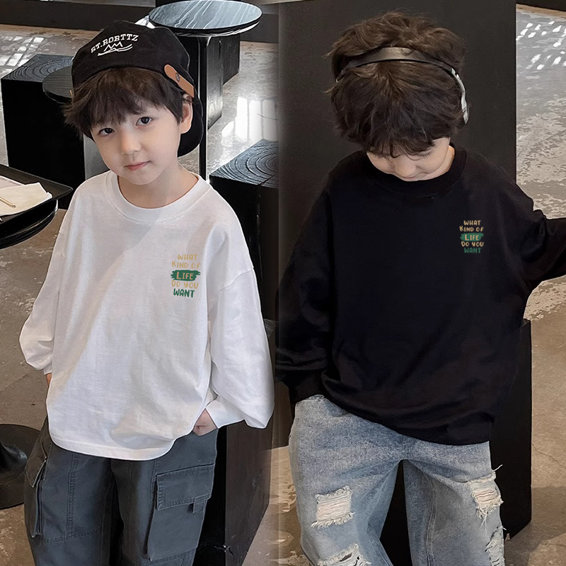 儿童秋季男童打底T恤中大童春秋爆款纯棉宽松休闲长袖t恤上衣T