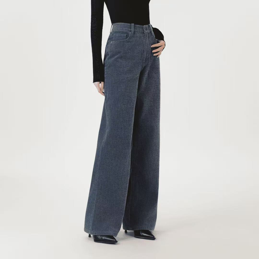 AMASS/阿玛施秋季韩系ins风水洗时尚显瘦高腰直筒牛仔裤5100388