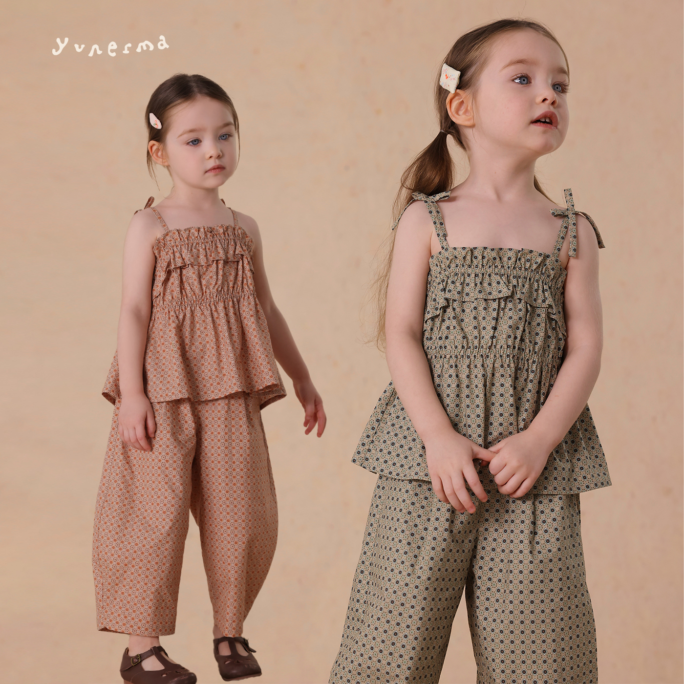 允儿妈女童2025新款气质吊带背心宝宝幼儿园夏季百搭休闲裤套装潮