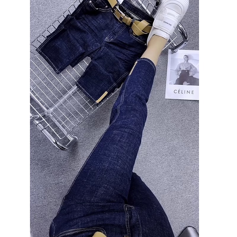 梨形身材高腰大码显瘦直筒牛仔裤女2025春秋新款小个子八分烟管裤