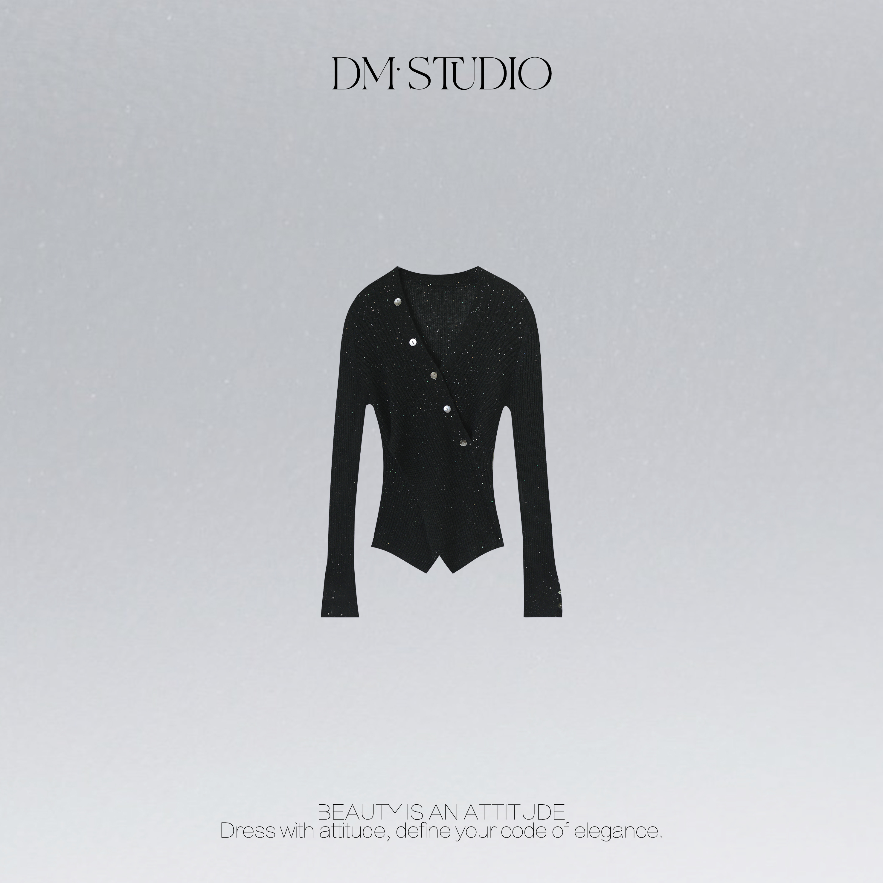 DEDM•STUDIO/修身显瘦气质纯色精致感V领针织衫上衣2512ZZS/5913