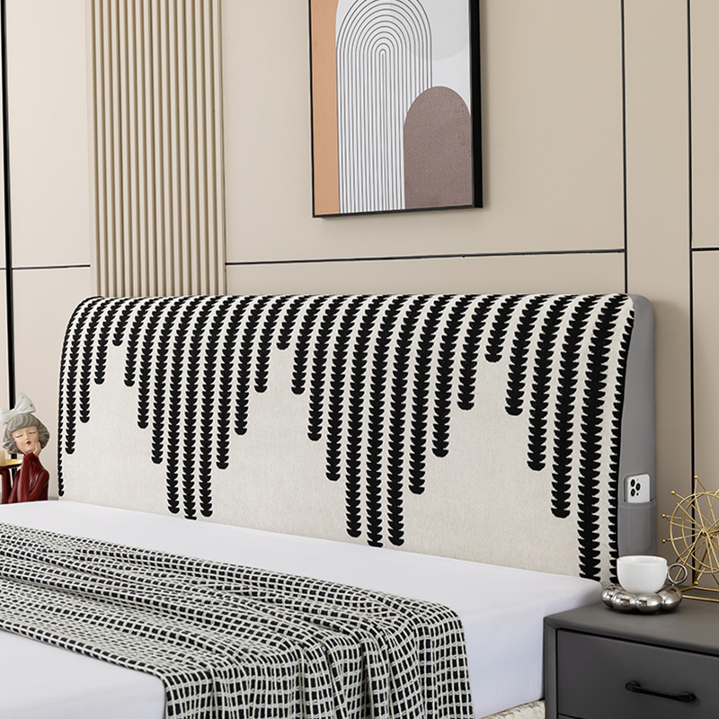 北欧风防尘床头罩套可拆洗弹力全包床头靠背套软包木质床头保护套