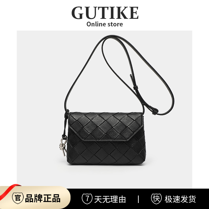 正品软皮编织小方包荔枝纹单肩包个性百搭斜挎包法式时尚迷你包