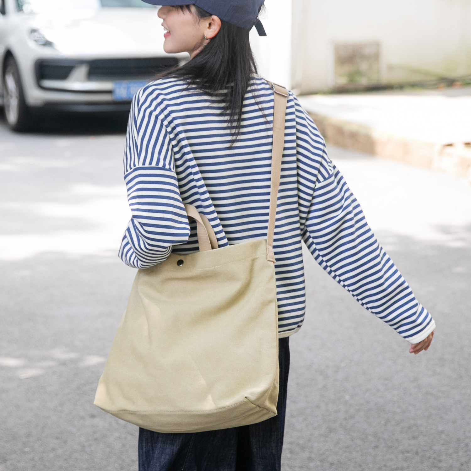 帆布包女斜挎托特单肩手提加厚2025新款定制原创图案大容量高颜值