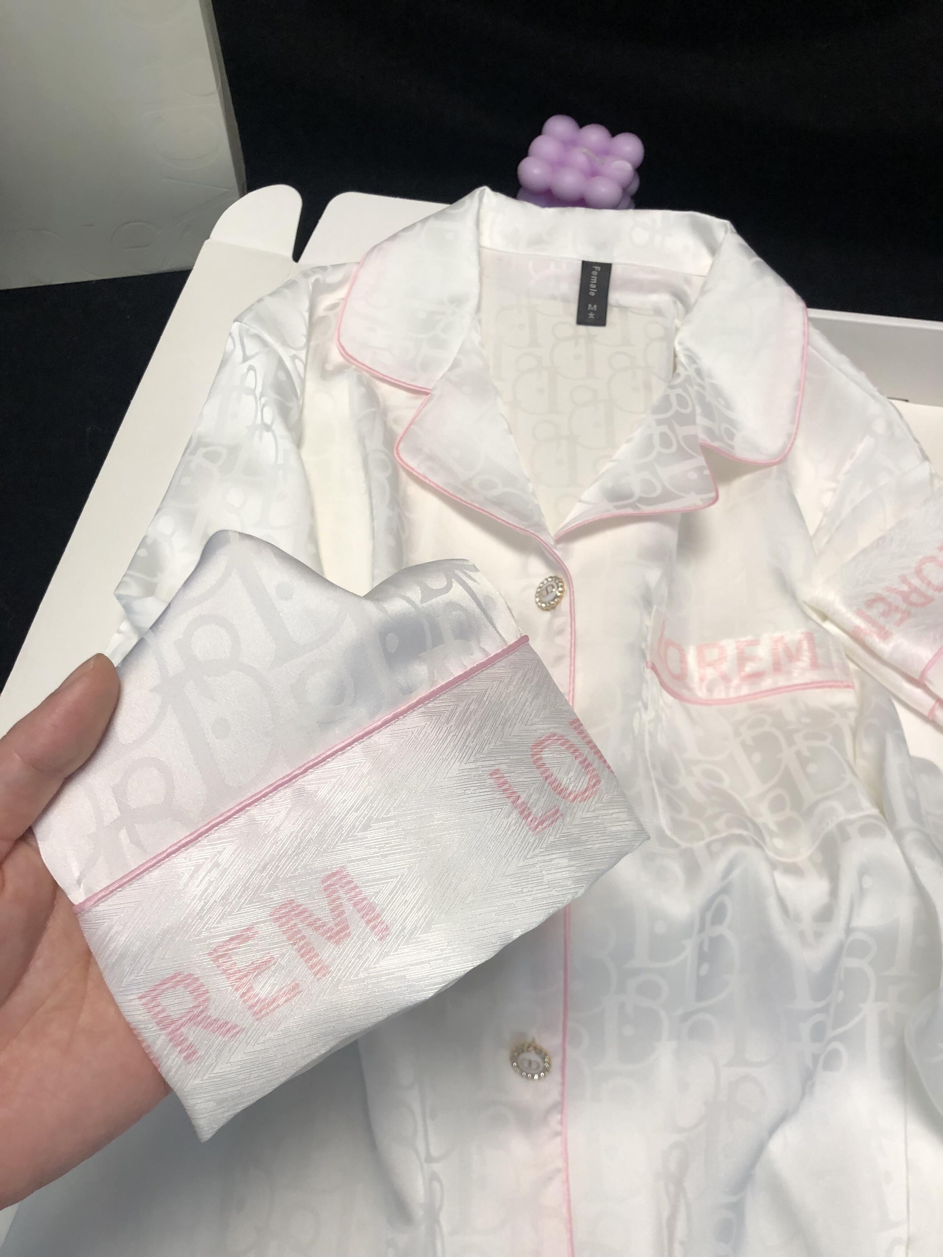 【DMXJ大梦想家】可爱月光白冰丝睡衣女夏季新款长裤家居服大码套装