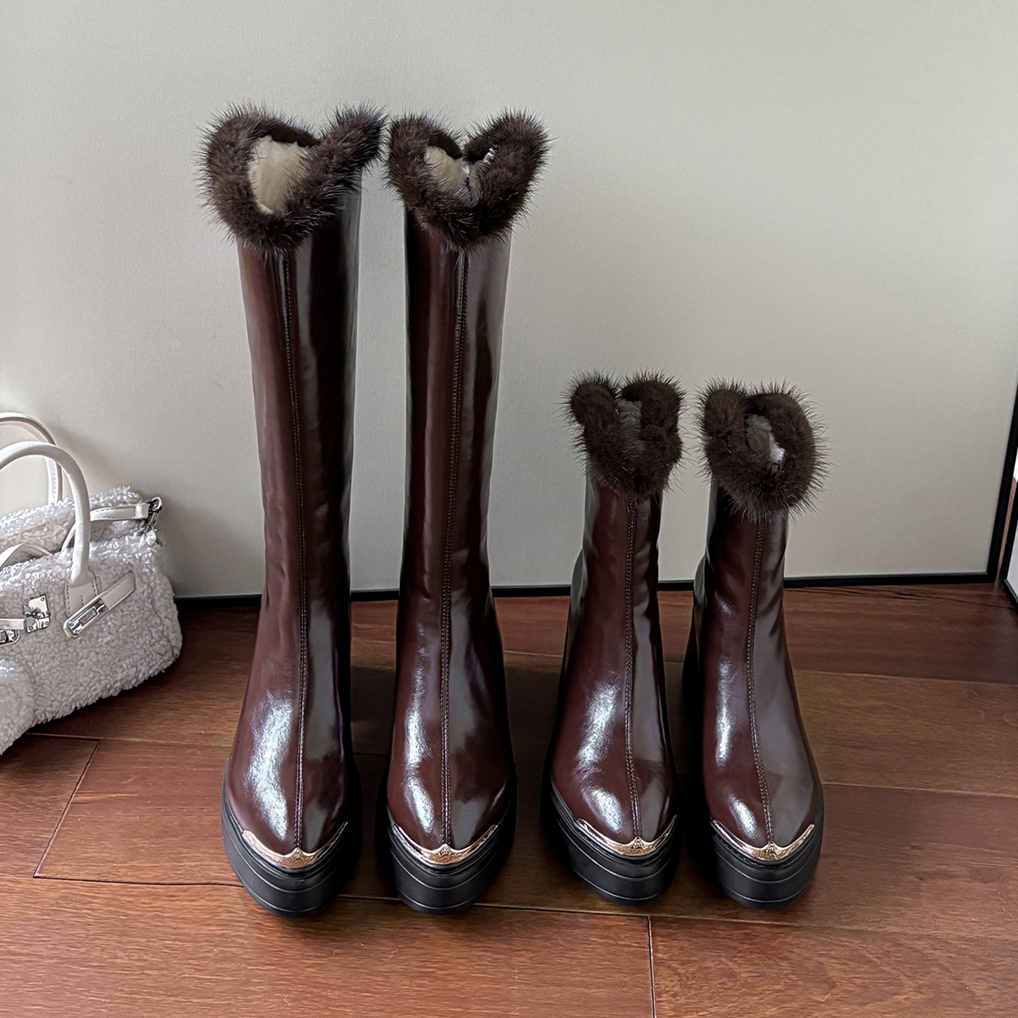 时装靴英伦时装粗跟时尚瘦瘦靴过膝女靴高筒靴加厚大棉雪地靴保暖