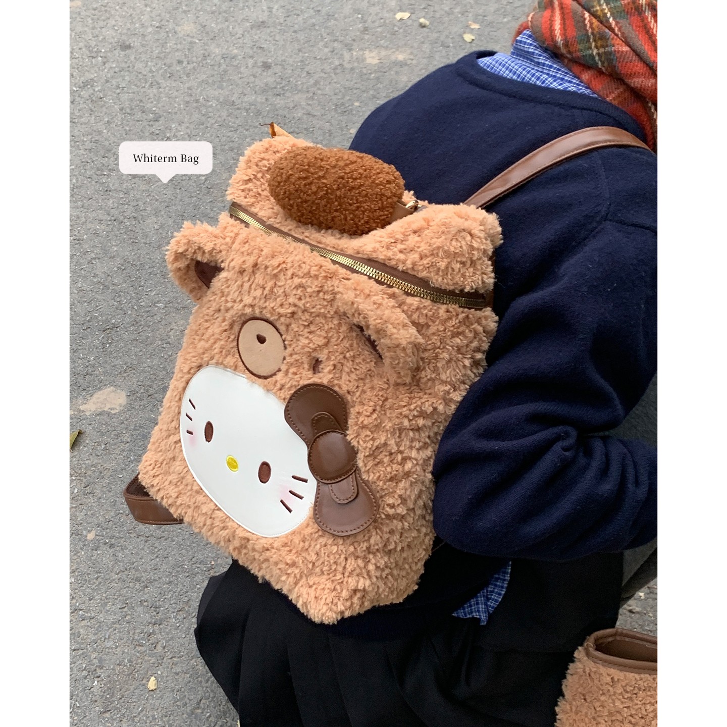 可爱毛绒双肩包包女款爆款2025新款学院风百搭小背包通勤包书包