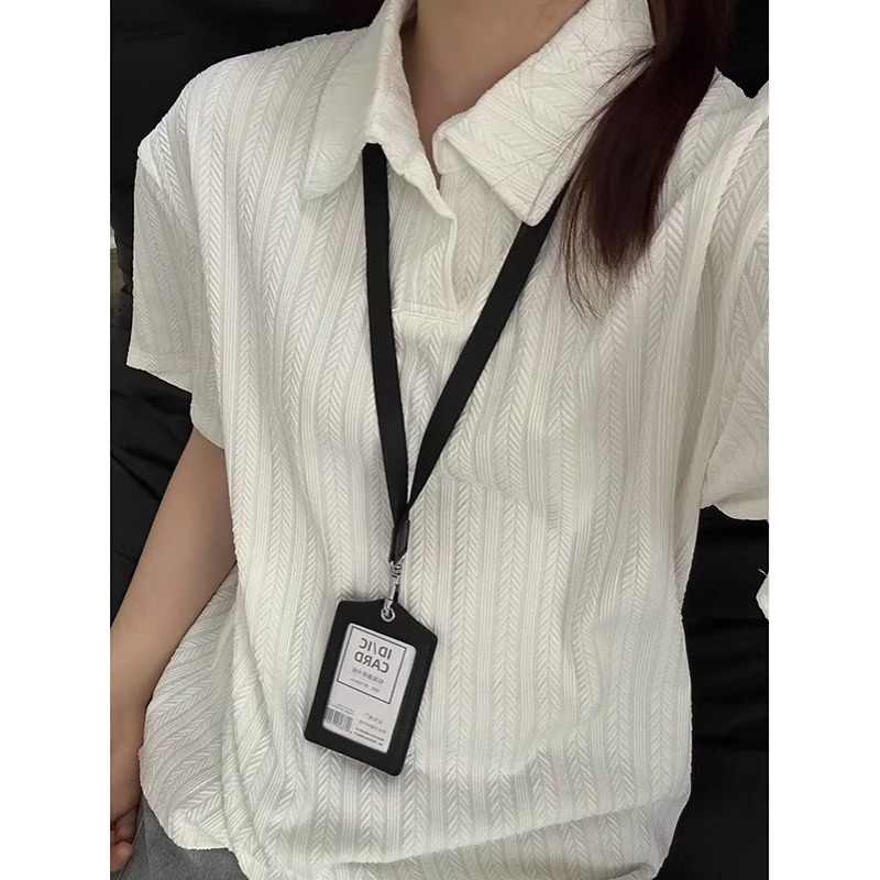 麦穗纹polo衫短袖男款夏季老钱风v领t恤美式潮牌痞帅cleanfit半袖