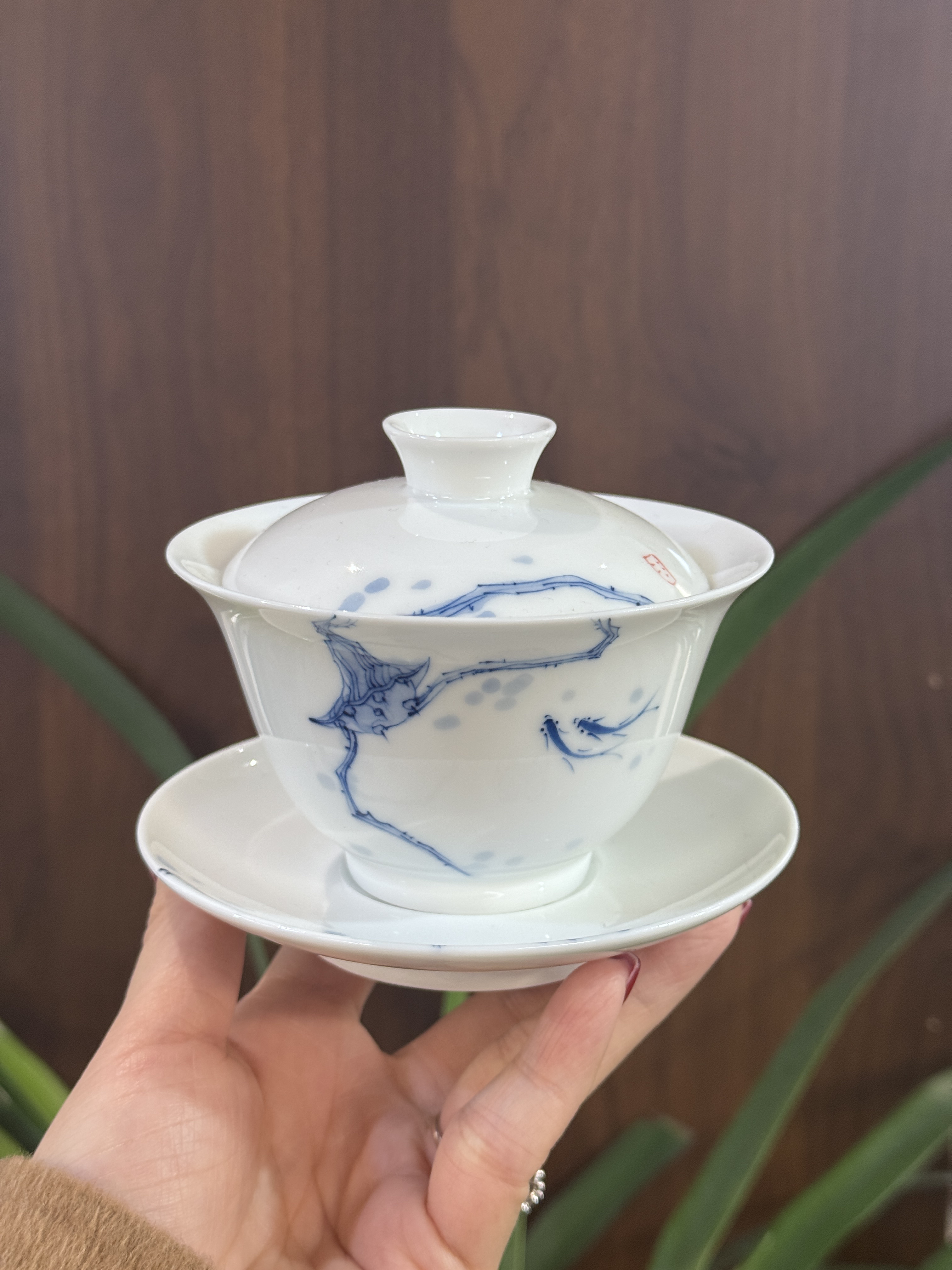 三才盖碗白瓷功夫茶具大容量单个喝茶泡茶茶碗盖下 150ml