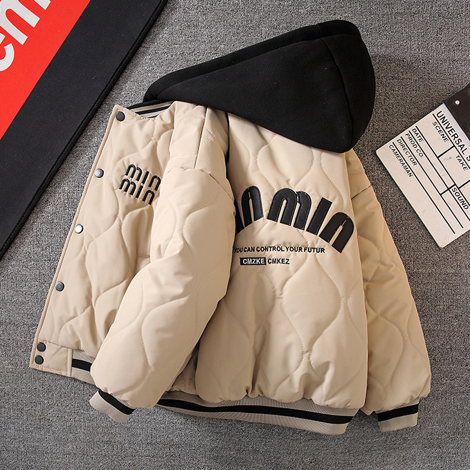 男童外套秋冬款夹棉加厚2025新款冬季棒球服中大儿童男孩冬装棉服