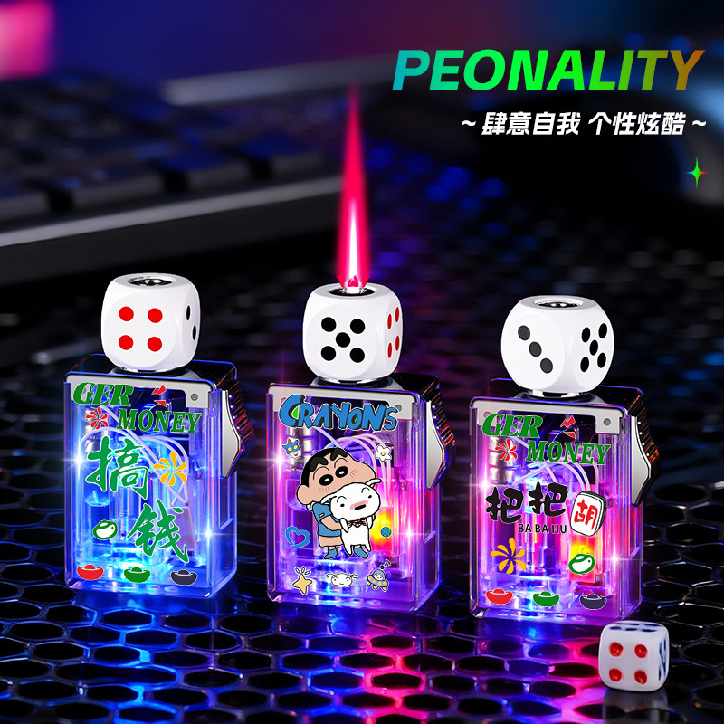 新款爆款骰子麻将火机旋转把玩打火机网红爆款防风充气打火机新款