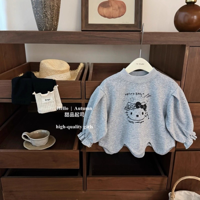 女童2025秋季新款不规则卫衣休闲风打底裤两件套套装