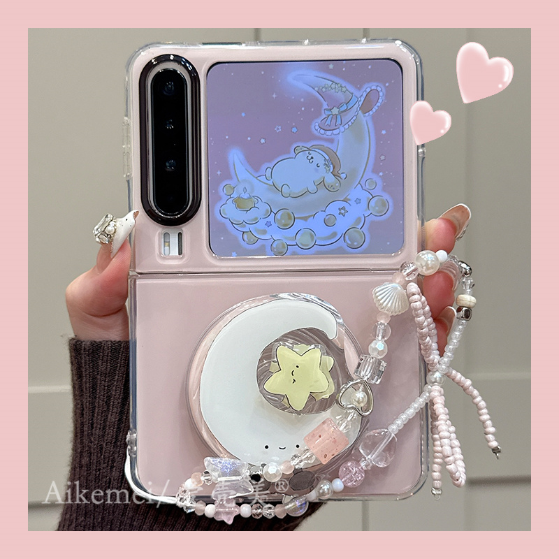 适用华为purax典藏版折叠屏手机壳pocket2纯色月亮旋转磁吸支架女