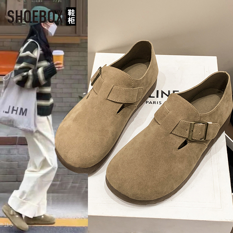 SHOEBOX鞋柜厚底勃肯鞋女鞋2025新款秋季全包丑萌博肯鞋豆豆鞋