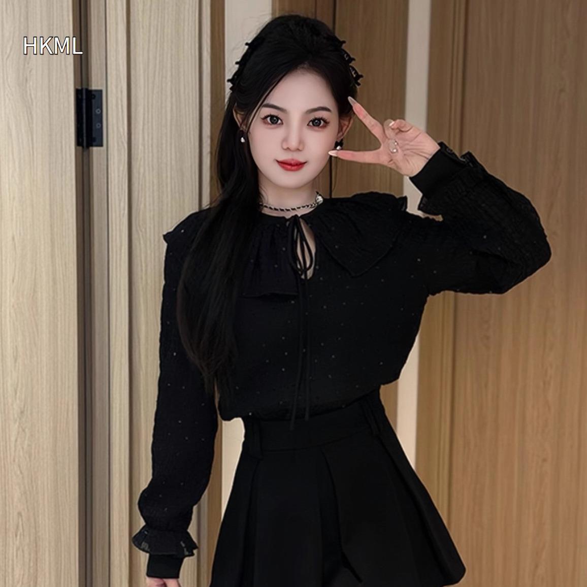 HKML巨好看的早秋套装韩系高级感气质荷叶边薄荷小个子秋冬套装