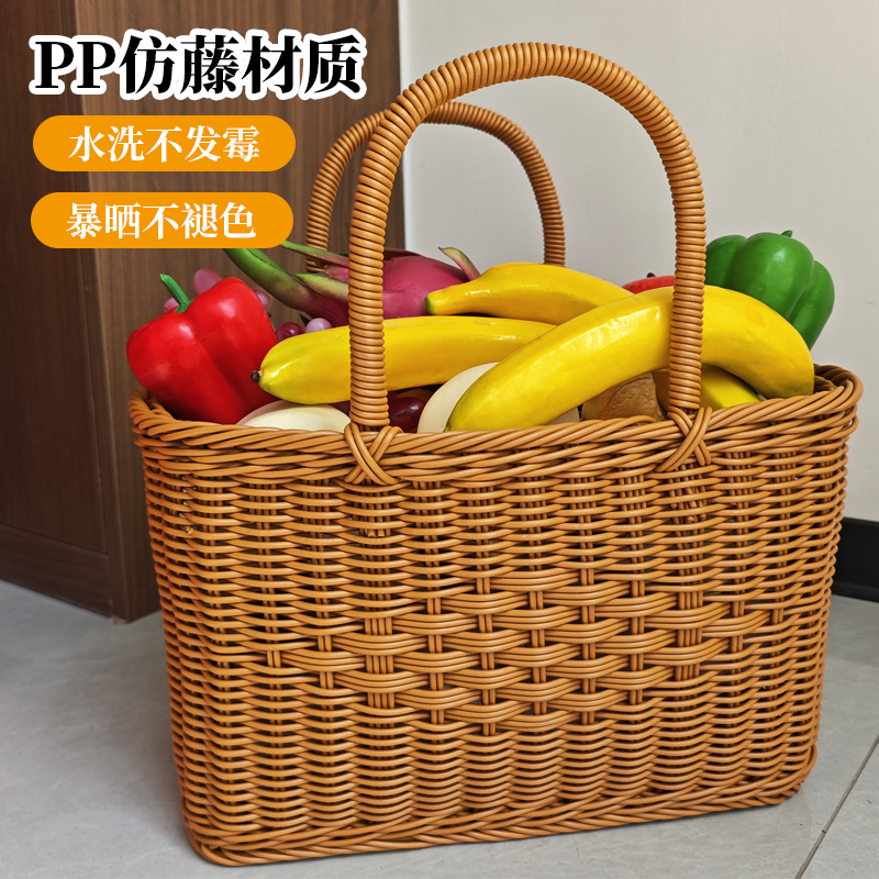 Q146中式中国结菜篮子超市购物篮野餐篮洗澡篮买菜篮子手提篮