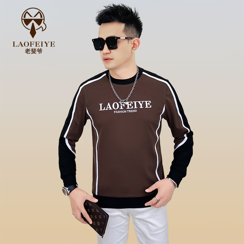 【老斐爷欧品】2025秋冬款轻奢潮牌男士休闲百搭圆领长袖卫衣