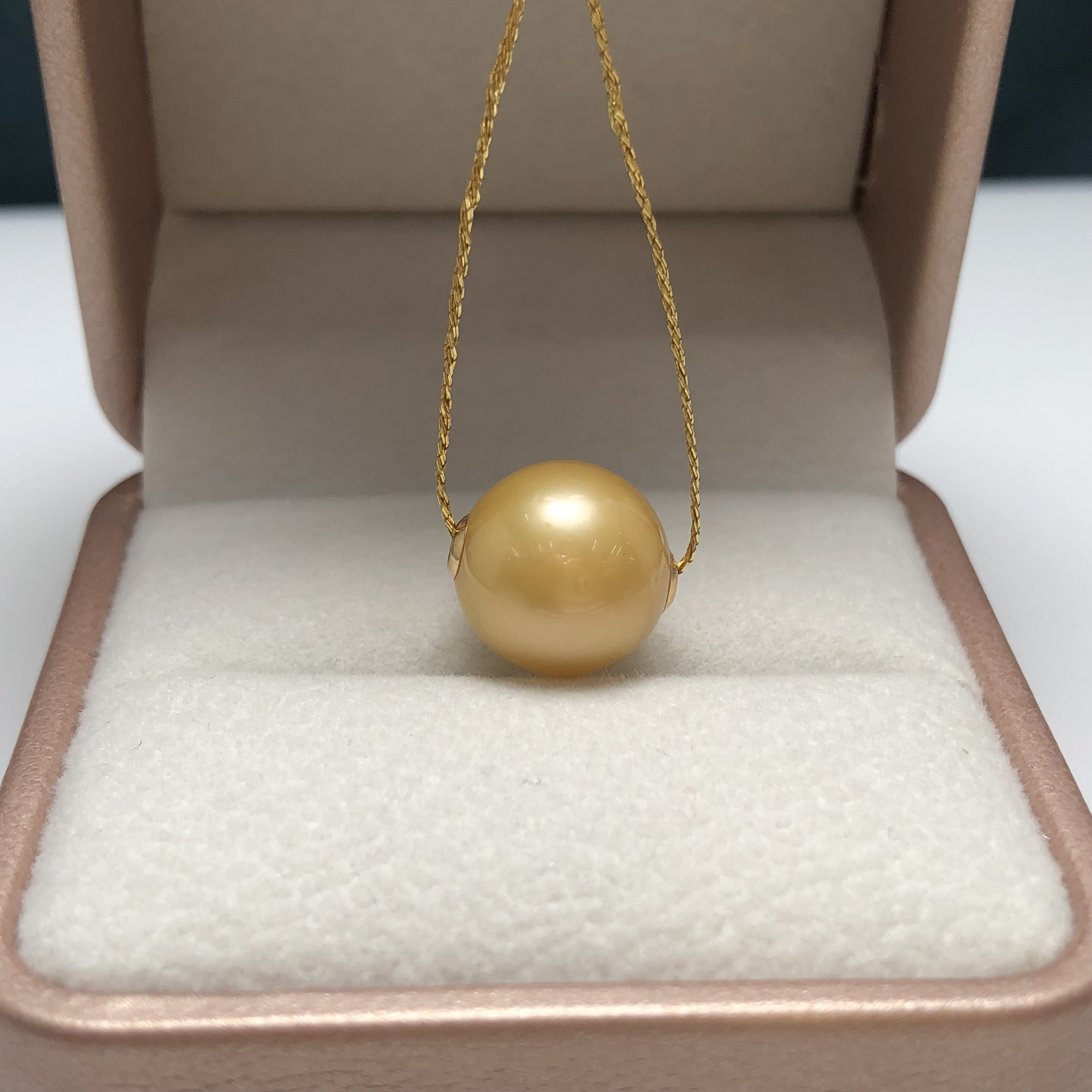 南洋海水金珠路路通18K镶嵌11-12mm金色简约百搭强光经典黄色无瑕