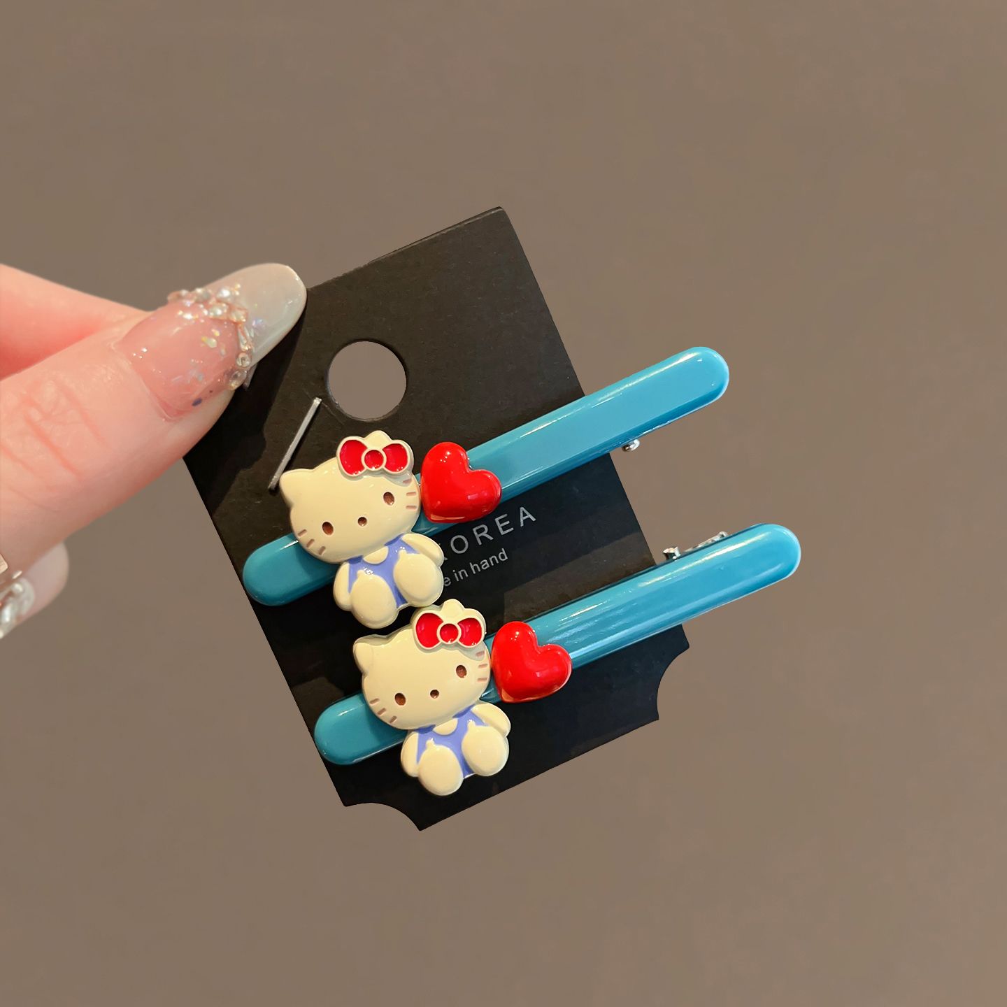 儿童可爱kt猫发夹侧边夹发饰红色一字夹发卡2025新款碎发刘海夹女