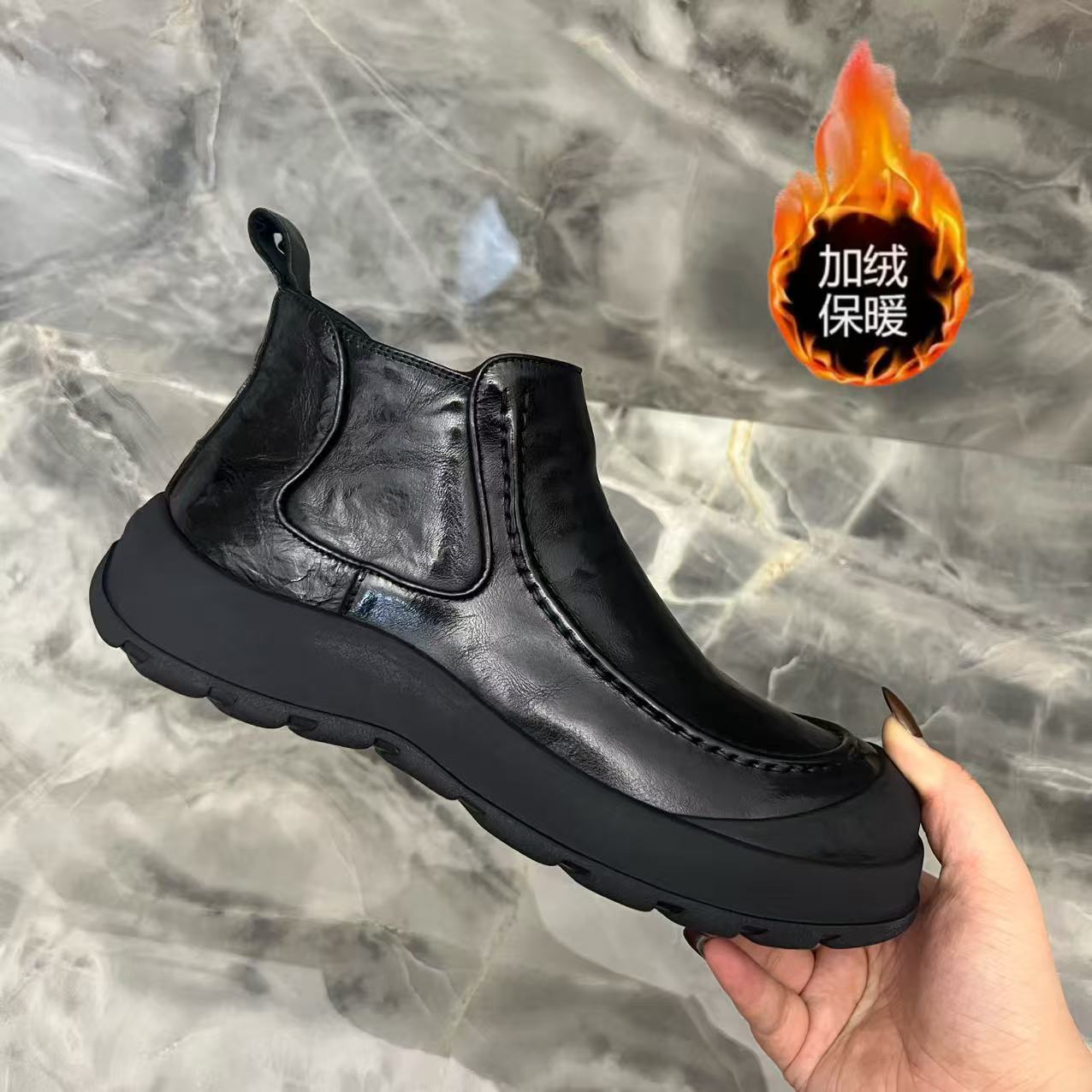 【得宝盾男鞋】5089-1【头层牛皮】广州快时尚秋冬季加绒保暖休闲短靴