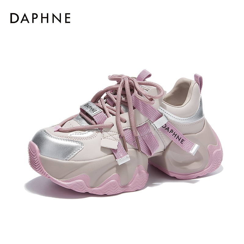Daphne/达芙妮2025秋爆款琥珀流光风老爹鞋时尚百搭厚底增高女鞋
