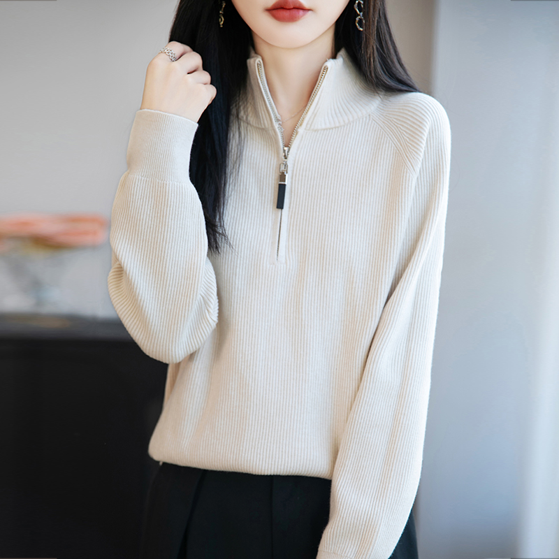 2025新款哥弟阿玛施正品秋季时尚半拉链立领厚款洋气套头羊毛衫