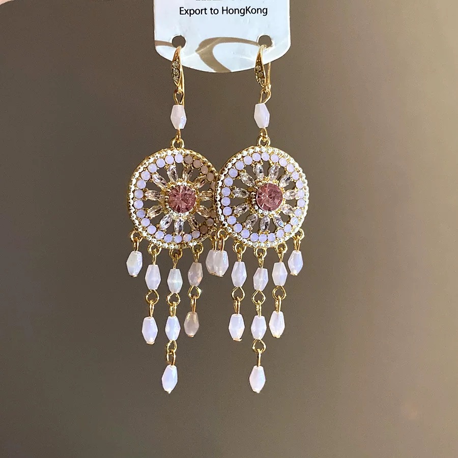 【浠儿姐姐】小众独特粉色流苏耳环宫廷风耳钩