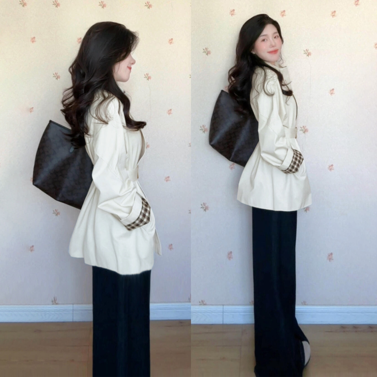 韩系高级感杏色立领风衣外套女春秋2025新款小个子中长款气质大衣