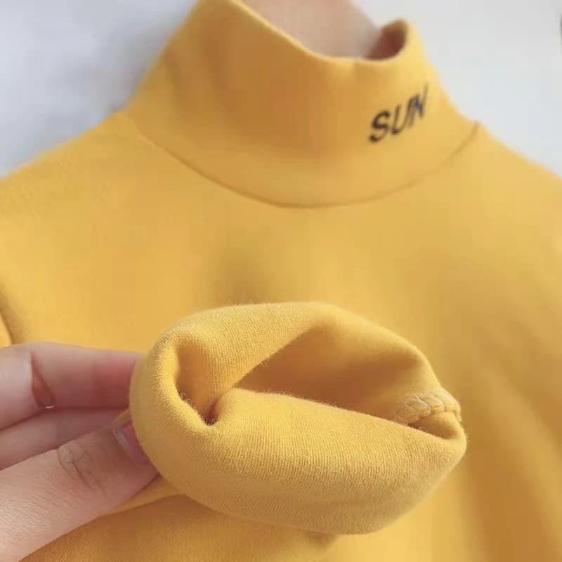 男童女童德绒打底衫秋冬儿童半高领洋气内搭长袖宝宝冬装保暖上衣