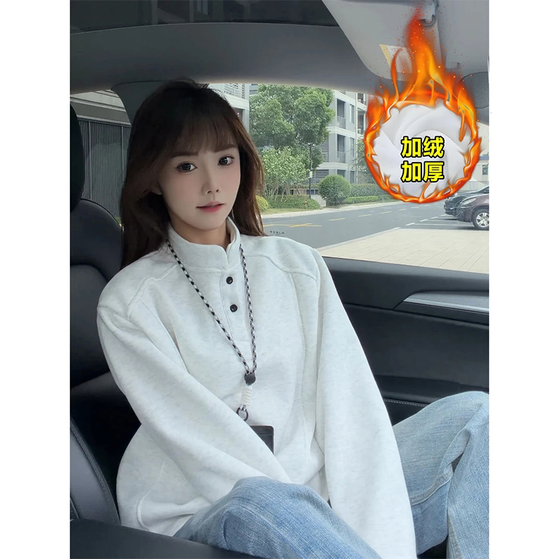 【现货+运补】加绒正肩亨利领POLO衫解构拼接T恤长袖秋冬男卫衣潮牌