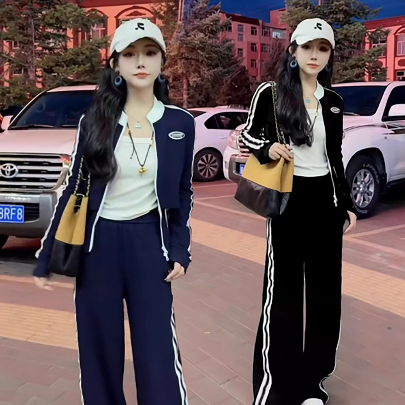 运动服套装女2025春秋新款时尚显瘦休闲减龄卫衣外套阔腿裤两件套