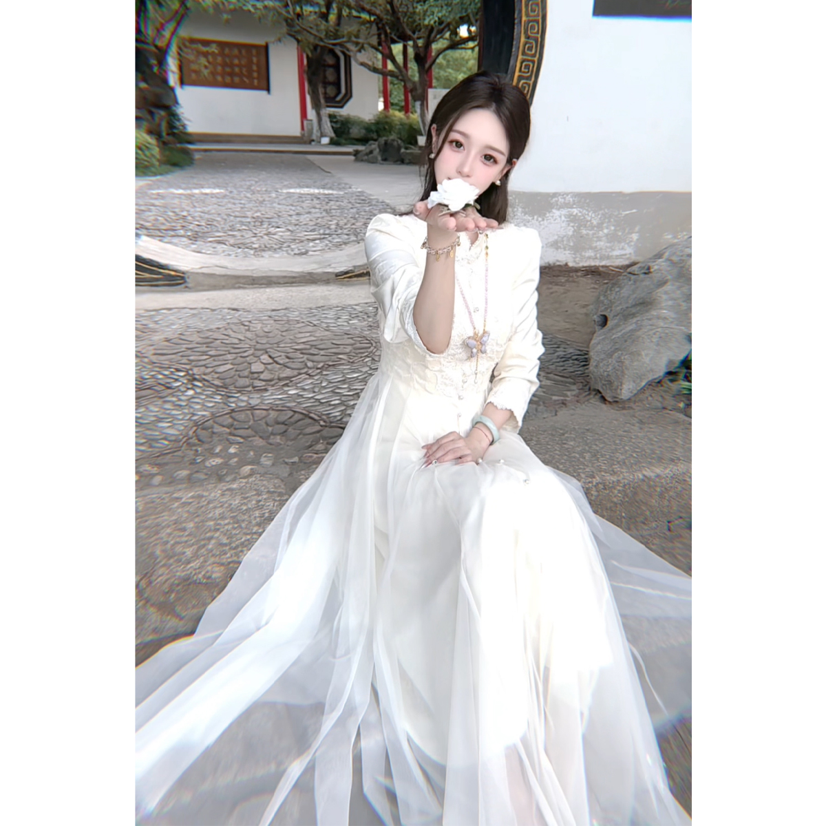 【三生三世•白浅】新中式改良旗袍裙仙气开衫秋季新款套装女