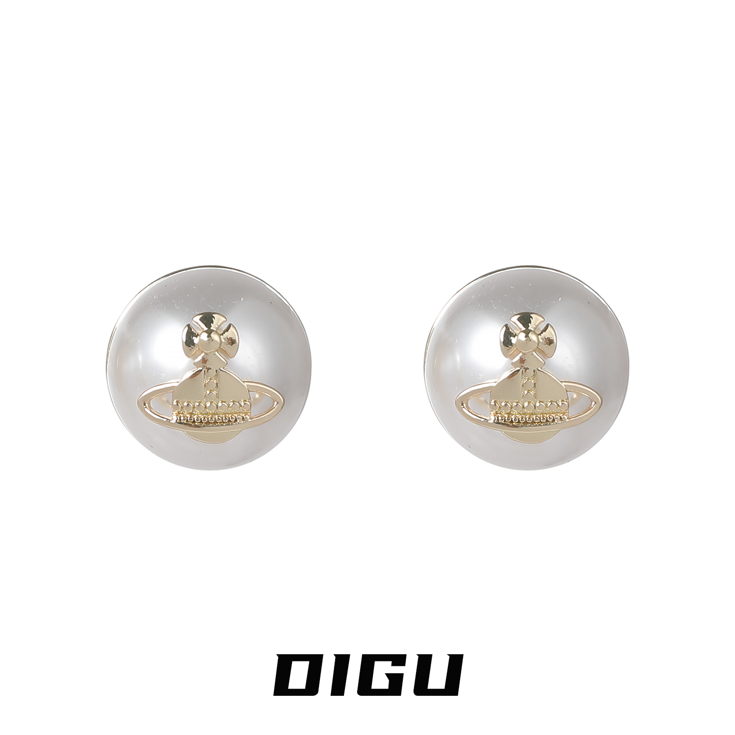 嘀咕家 铜合金仿珍珠耳饰 法式土星珍珠耳环气质轻奢星球耳钉耳饰