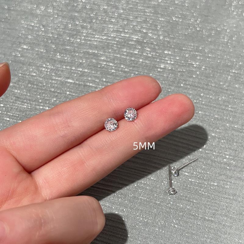 足银耳饰 2025新款999足银女耳钉耳环耳饰百搭小钻耳骨钉