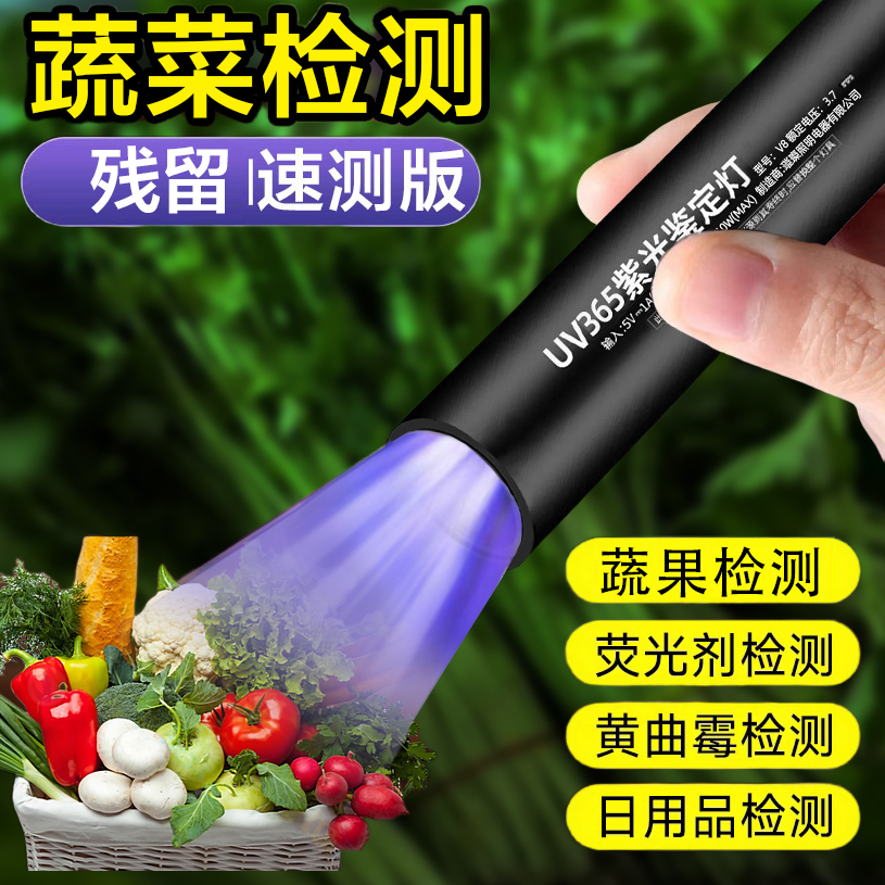 365蔬菜水果检测灯残留检测灯黄曲霉素菌笔紫外线手电筒紫光灯