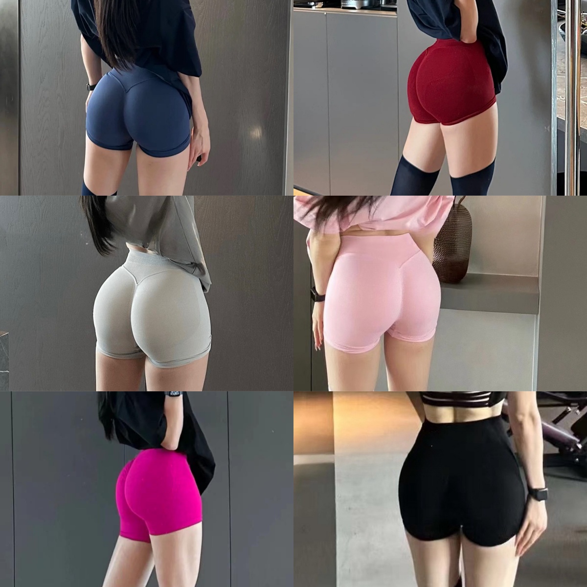 欧美无缝翘臀健身短裤网红运动三分裤高腰收腹高弹大码蜜桃臀裤女