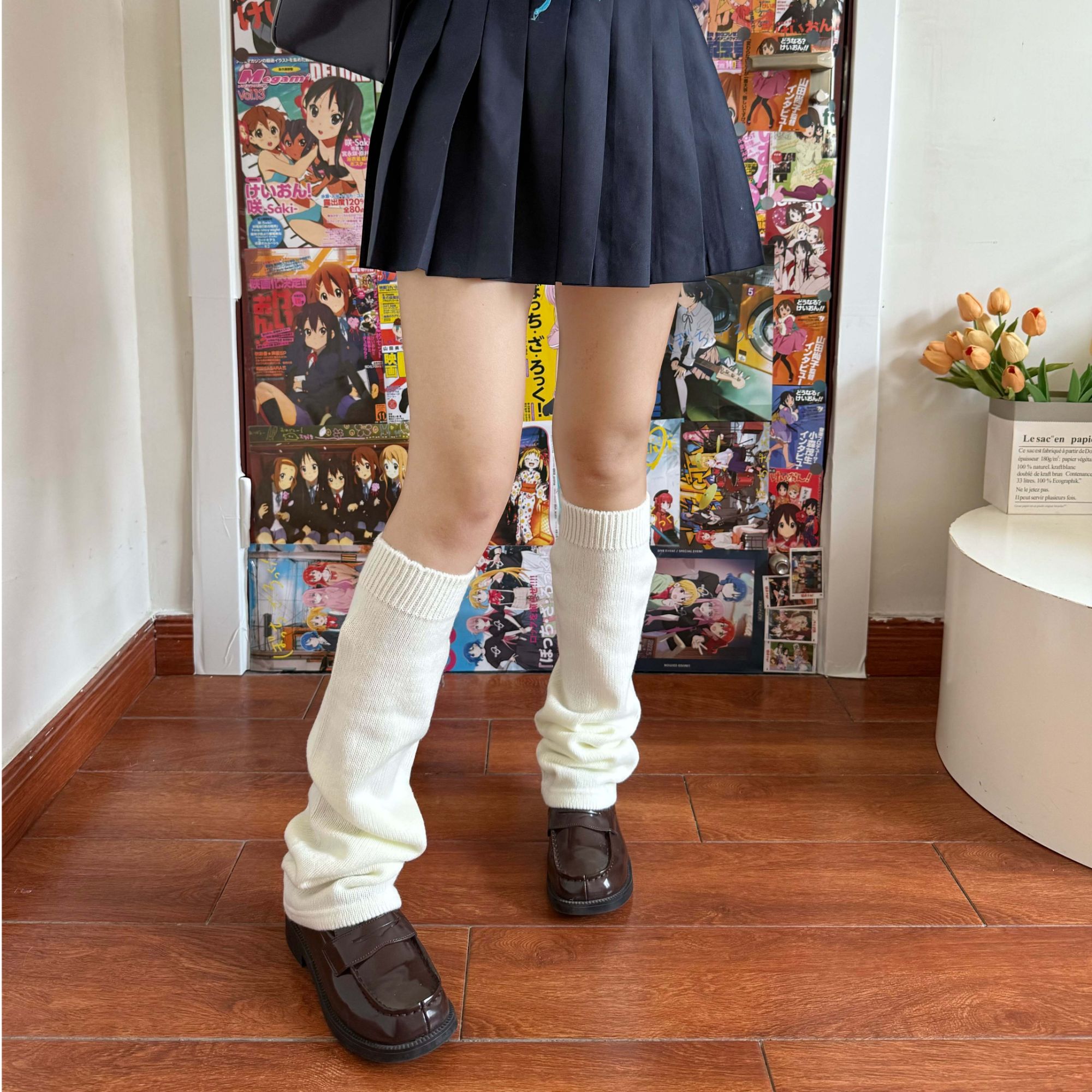 【不带脚泡泡袜套】55厘米加宽小腿白色大象堆堆针织腿套jk少女