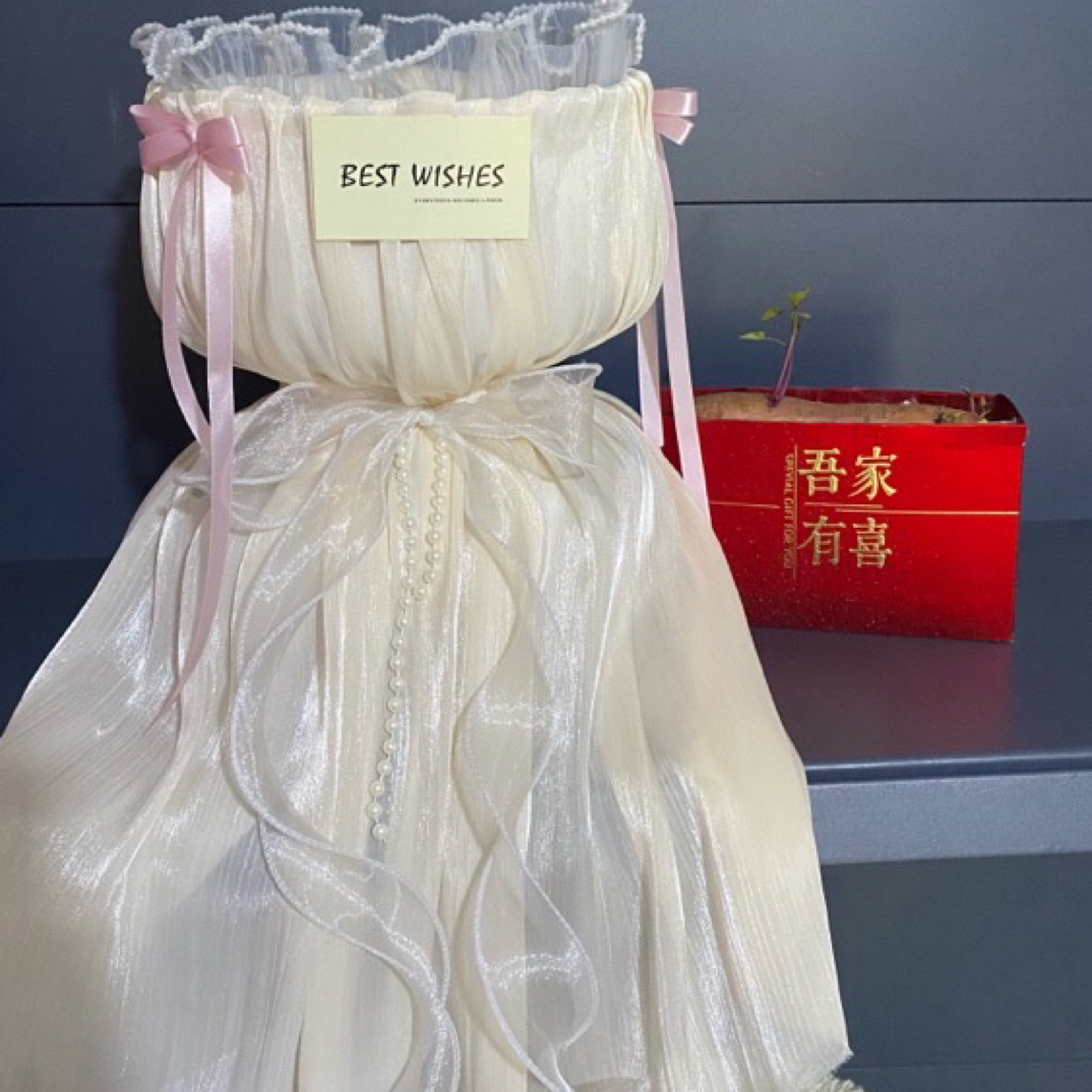 小仙女流光缎面布艺小香风花束外壳成品花壳鲜花零食送女友闺蜜