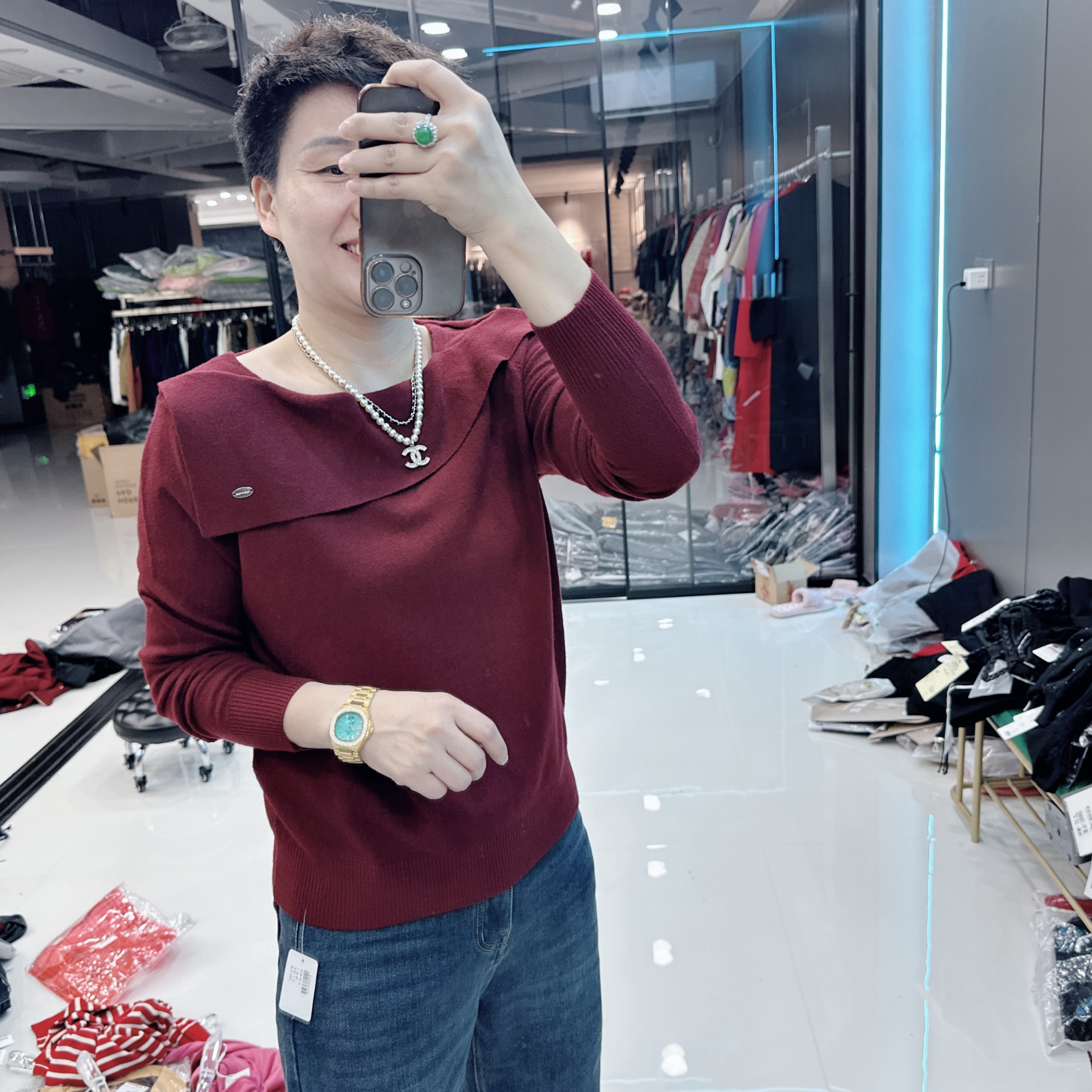 韩版亲肤特色外翻领口8色针织百搭小衫1857美丽