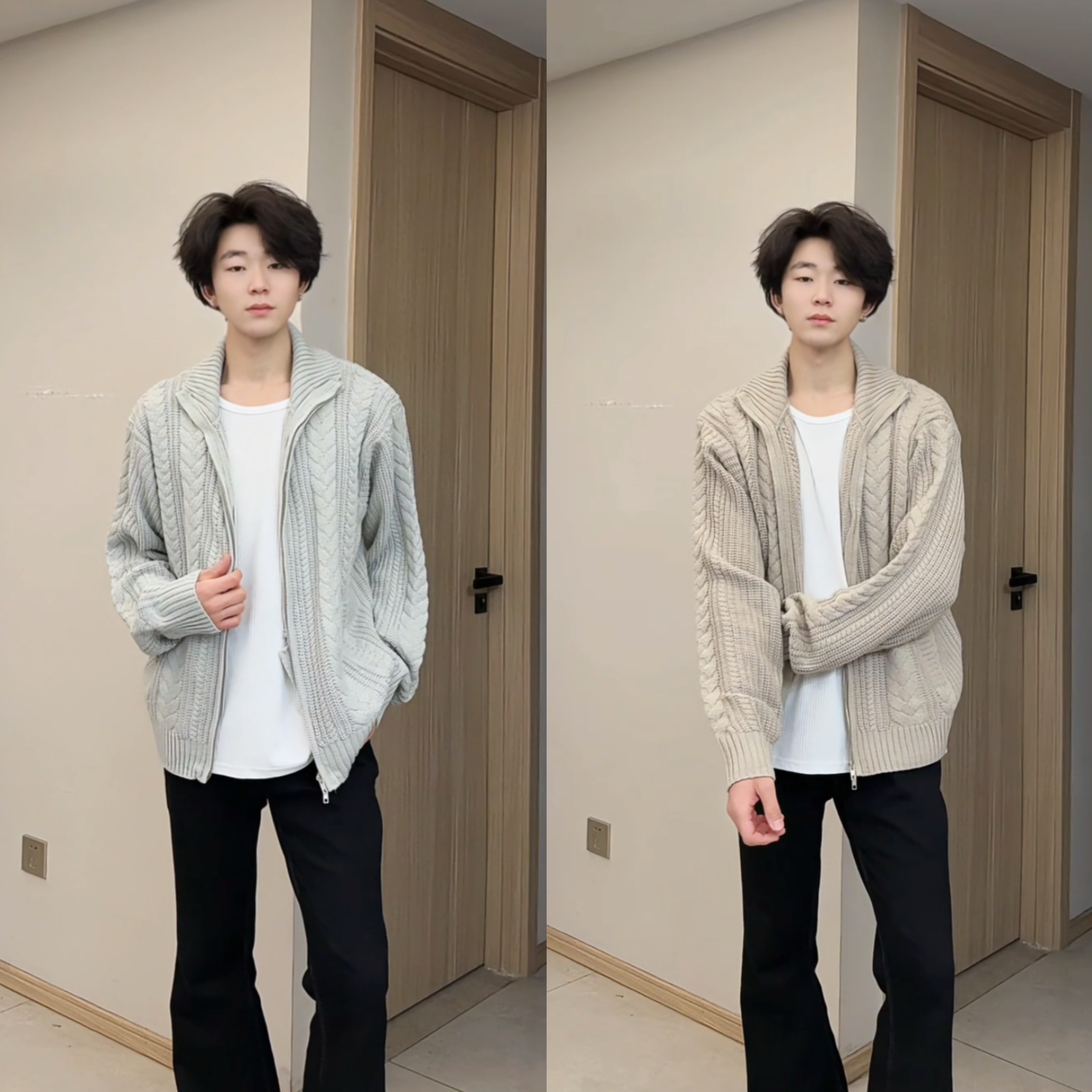 这一秒的心动高领麦穗绞花针织开衫氛围感拉链宽松百搭长袖毛衣