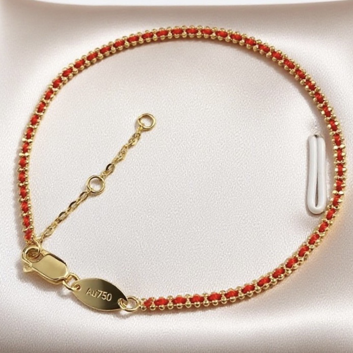 重金版本命年18K金红绳手链女款时尚手工幸运金色手绳编织送女友