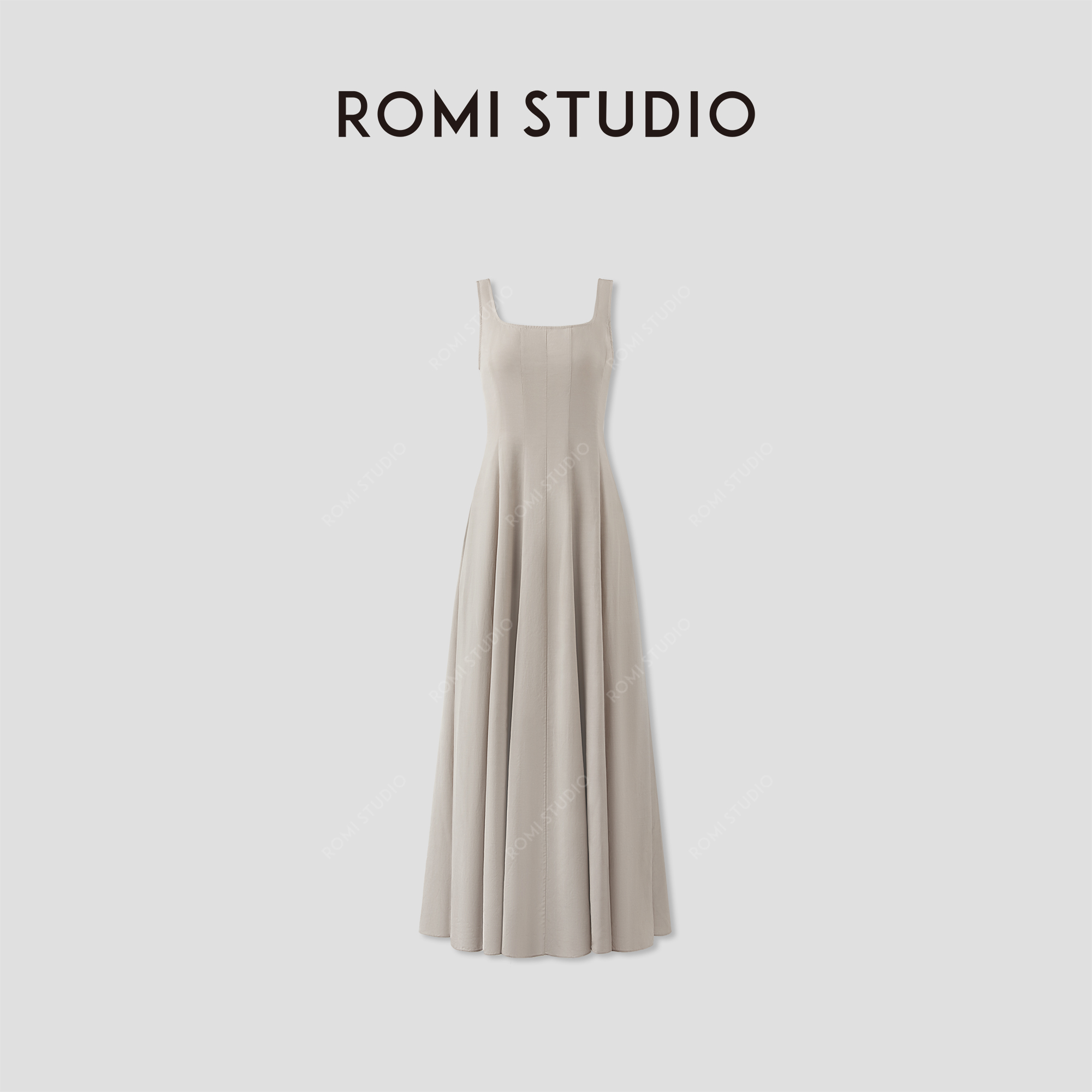 ROMI STUDIO 桑蚕丝醋酸莫代尔混纺双层重工吊带连衣裙RWCRLW3105
