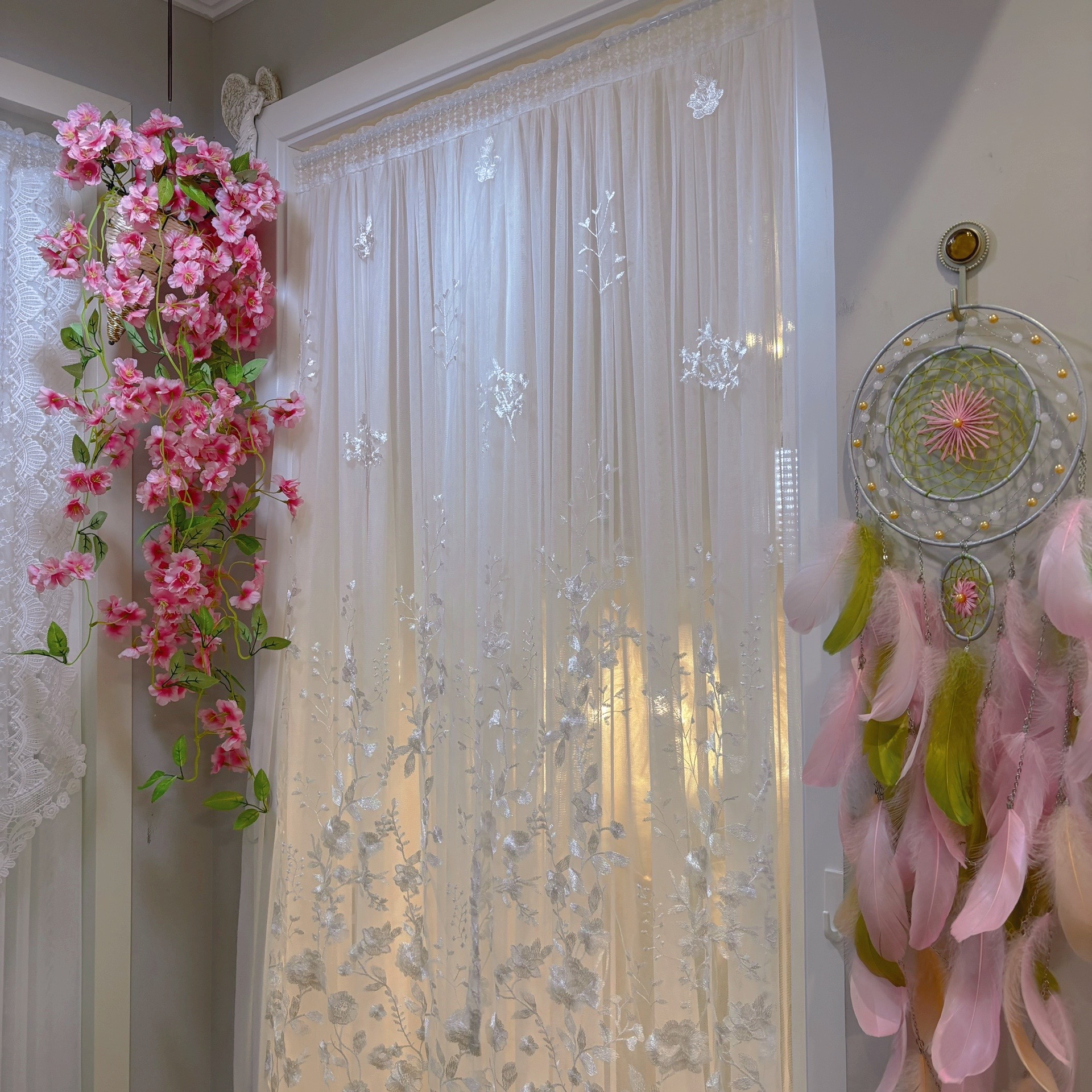 轻奢印花定制免打孔安装隔断门帘纱帘布艺卧室
