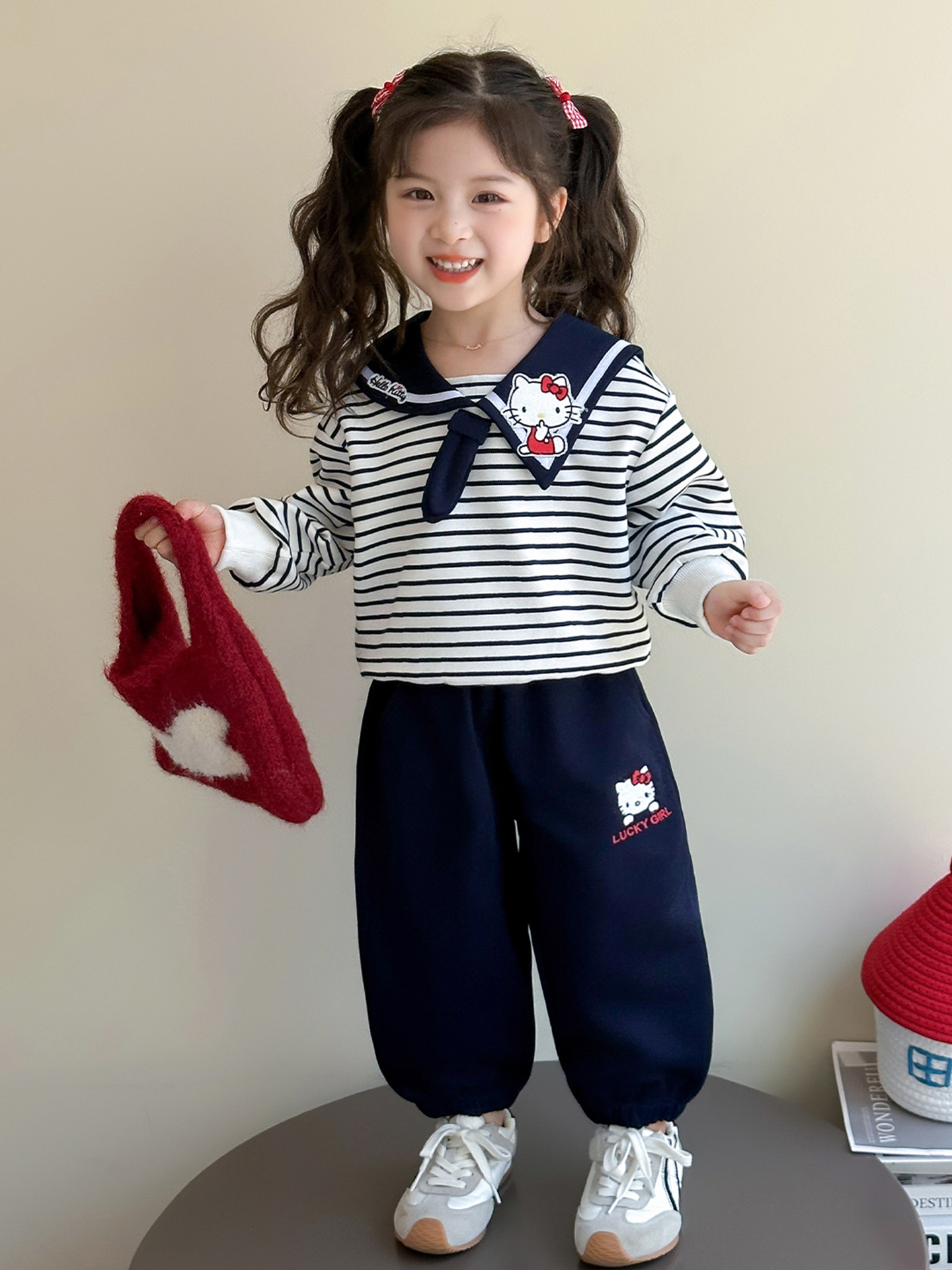 女童海军风卫衣套装春秋季洋气女宝宝运动2025新款两件套时髦秋装