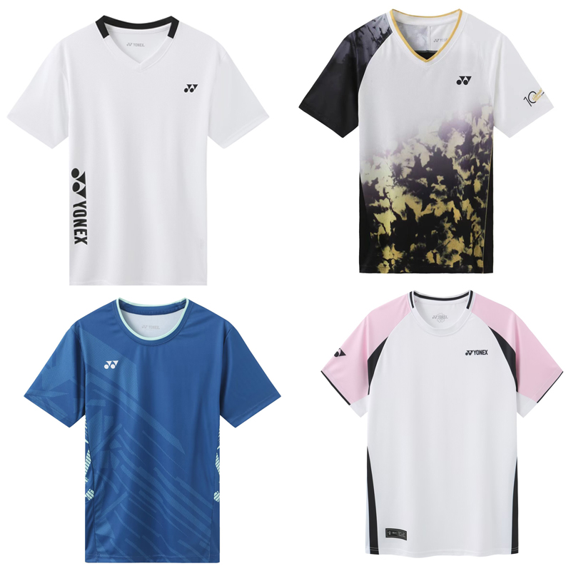 新款YY羽毛球服男上衣女短袖速干休闲运动比赛队服团购定制球衣