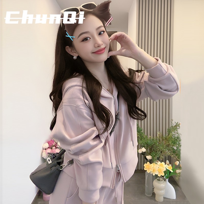 淳启减龄显白运动套装女秋季时尚显瘦宽松韩版学生卫衣休闲两件式