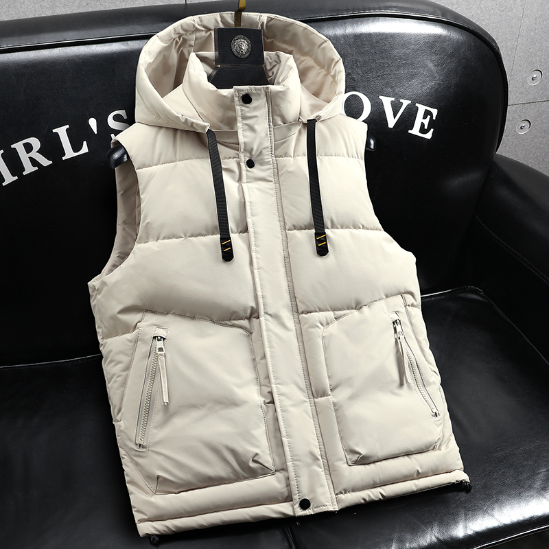 可脱卸帽秋冬季男士棉马甲青年保暖背心休闲加厚坎肩帅气马夹外套