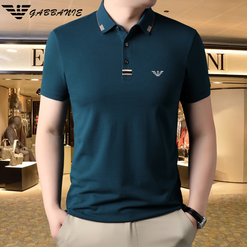 意大利专柜正品大牌高品质中青年商务休闲纯色万针刺绣棉POLO衫