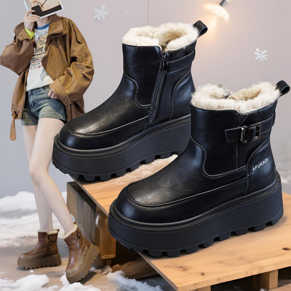 隐形增高7cm厚底雪地靴女ins韩版不累脚兔毛加绒短靴2025冬季新款